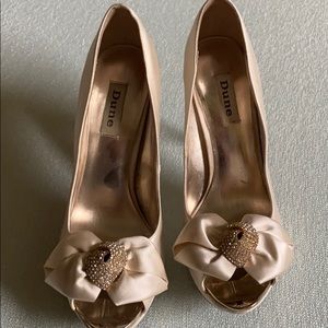Dune Satin gold heels